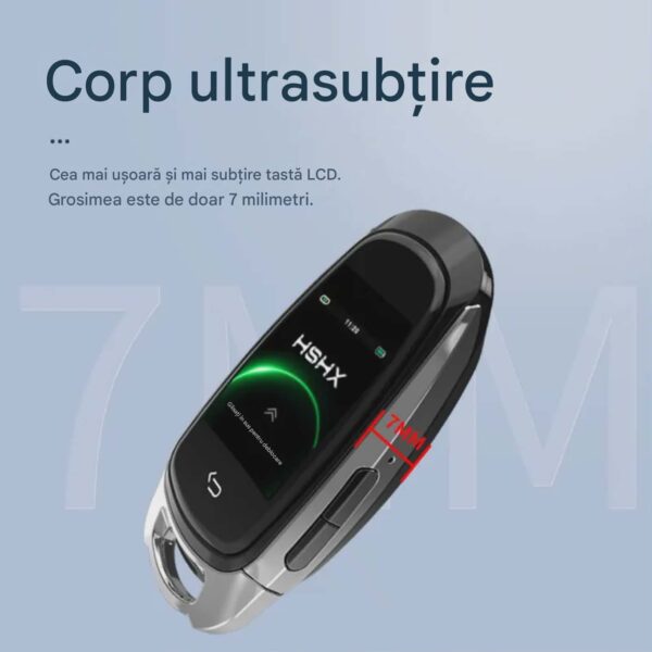 Cheie Auto Smart cu Display SK05 Argintiu, Activare Keyless Entry, 4 butoane, LCD cu touchscreen