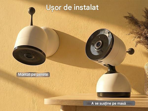Camera Video pentru Bebelusi 2 in 1 KB11, Baby Monitor si Telefon, Detectie Miscare/Sunet,  Temperatura, Umiditate, Cantece, Cloud + SD, Senzor nocturn, LCD, Wireless, 3MP