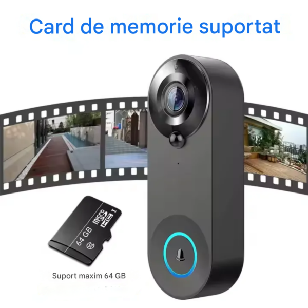 1776106807113 Sonerie Wireless, HD 1080P, Wi-fi, Unghi larg de 166 grade, Aplicatie, Senzor detectie miscare
