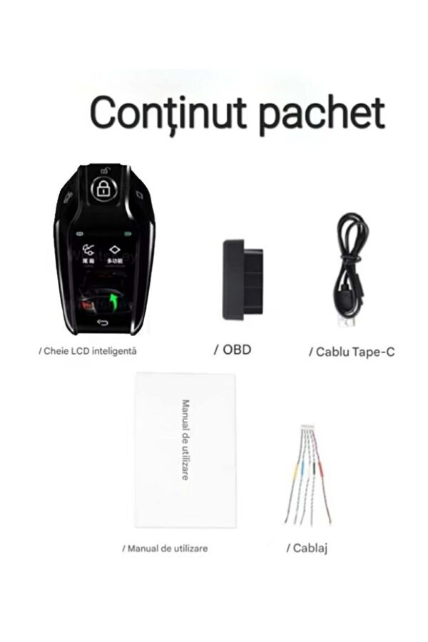 1_org_zoom Cheie Auto Smart cu display SK01 Negru, Activare Keyless Entry, 4 butoane, LCD cu touchscreen, Smart Car Key