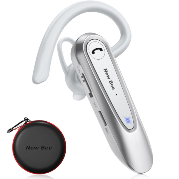 Casca Bluetooth New Bee LC-B45, Baterie 20 ore, Anulare zgomot AI, Două microfoane, Multipoint, Culoare Alb