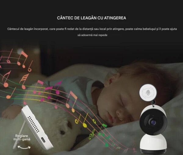 Camera Video pentru Bebelusi 2 in 1 KB11, Baby Monitor si Telefon, Detectie Miscare/Sunet,  Temperatura, Umiditate, Cantece, Cloud + SD, Senzor nocturn, LCD, Wireless, 3MP