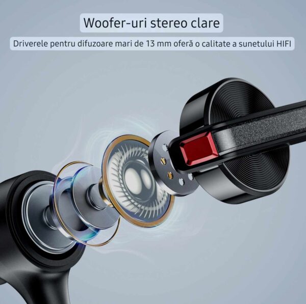 Casca Bluetooth New Bee M51, Baterie 60 ore, Cu carcasă, Două microfoane, Reducere zgomot DSP, Sunet HD, Multipoint, Două moduri de încărcare