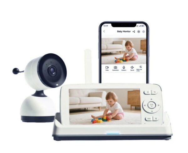 Camera Video pentru Bebelusi 2 in 1 KB11, Baby Monitor si Telefon, Detectie Miscare/Sunet,  Temperatura, Umiditate, Cantece, Cloud + SD, Senzor nocturn, LCD, Wireless, 3MP
