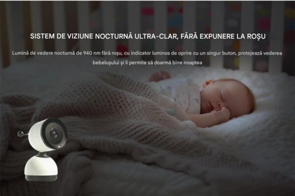 Camera Video pentru Bebelusi 2 in 1 KB11, Baby Monitor si Telefon, Detectie Miscare/Sunet,  Temperatura, Umiditate, Cantece, Cloud + SD, Senzor nocturn, LCD, Wireless, 3MP