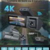 Camera Auto TRIPLA 4K UHD, Inclus Card 64GB + Kit 24 ore, Camera spate + interior 1080P Full HD, Incorporat Wi-Fi & GPS, WDR, Vedere nocturna, Inregistrare in bucla, Detectare Miscare, G-Sensor, Display 3.2 inch, 3 lentile, Negru