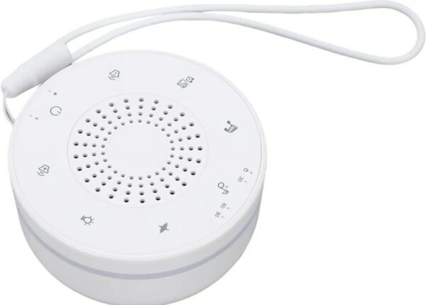 Boxa Portabila cu Sunete Albe pentru Bebelusi CerCip WN02, Baterie 30 ore, Lumina RGB 5 culori, Reîncărcabila, 30 sunete, Temporizator, Culoare alb