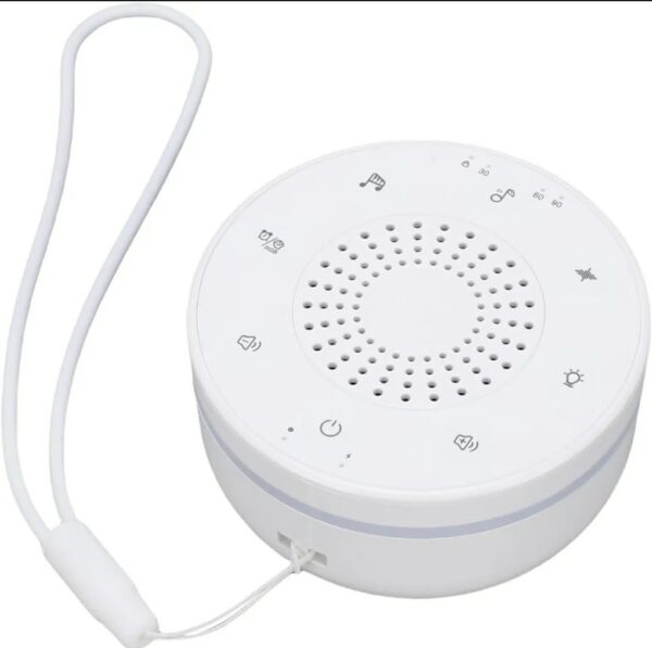 Boxa Portabila cu Sunete Albe pentru Bebelusi CerCip WN02, Baterie 30 ore, Lumina RGB 5 culori, Reîncărcabila, 30 sunete, Temporizator, Culoare alb