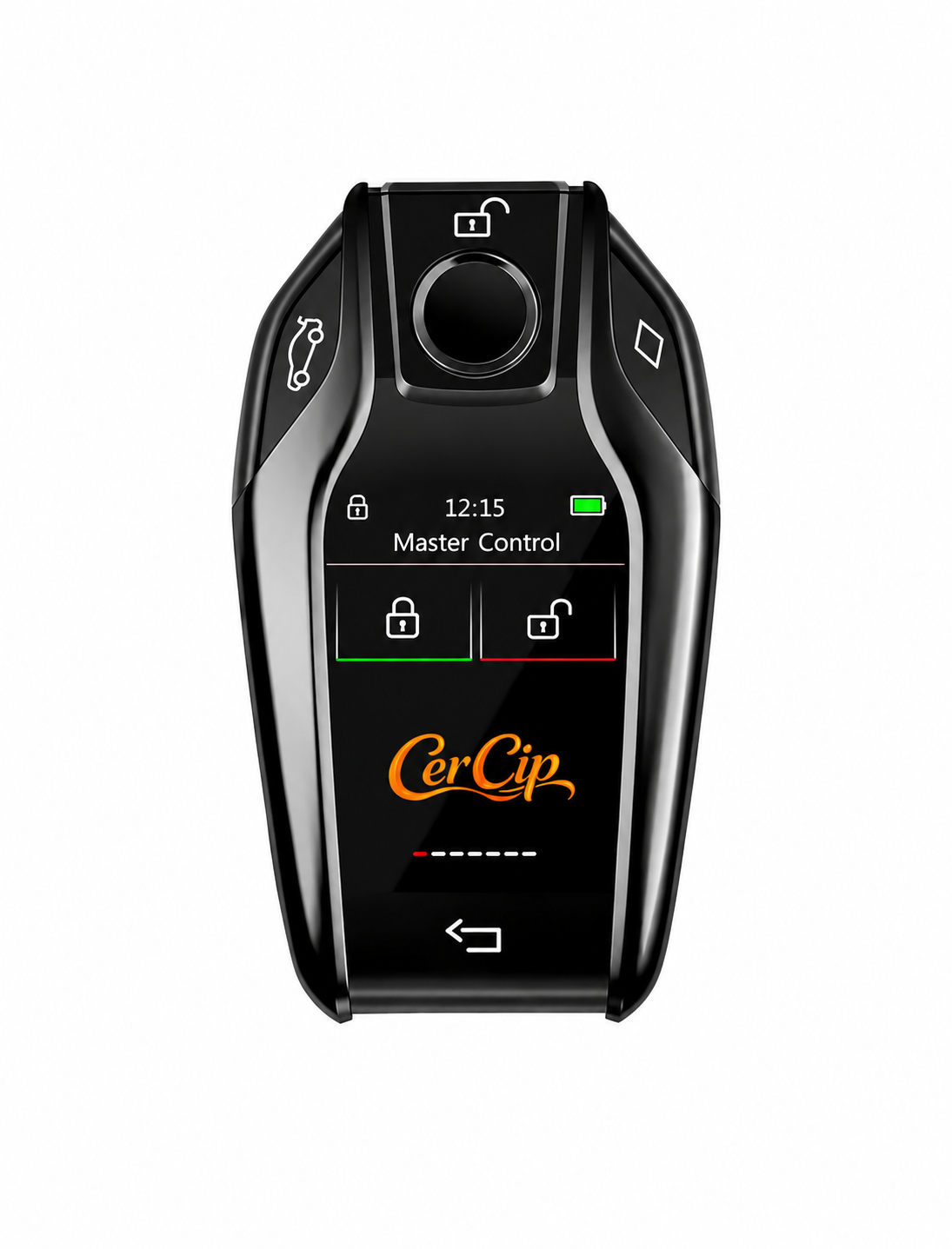 ChatGPT Image 10 sept. 2026, 23_20_22 Cheie Auto Smart cu Display CerCip 618 Negru, Activare Keyless Entry, 4 butoane, LCD cu touchscreen, Smart Car Key