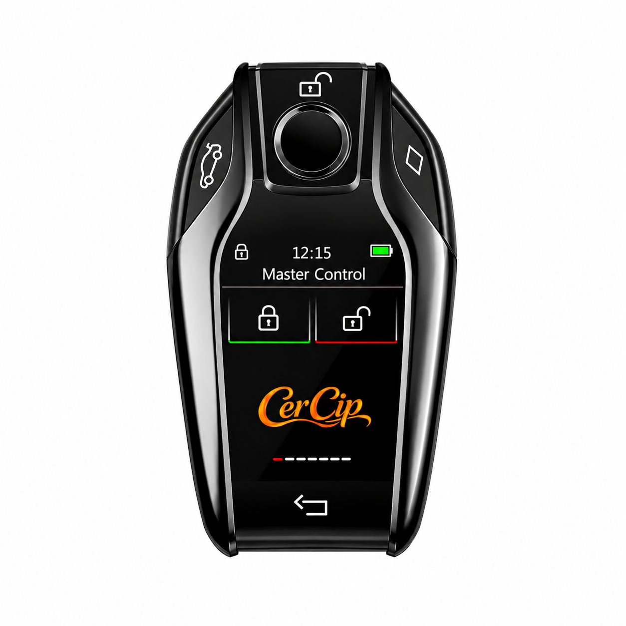 Cheie Auto Smart cu Display CerCip 618 Negru, Activare Keyless Entry, 4 butoane, LCD cu touchscreen, Smart Car Key
