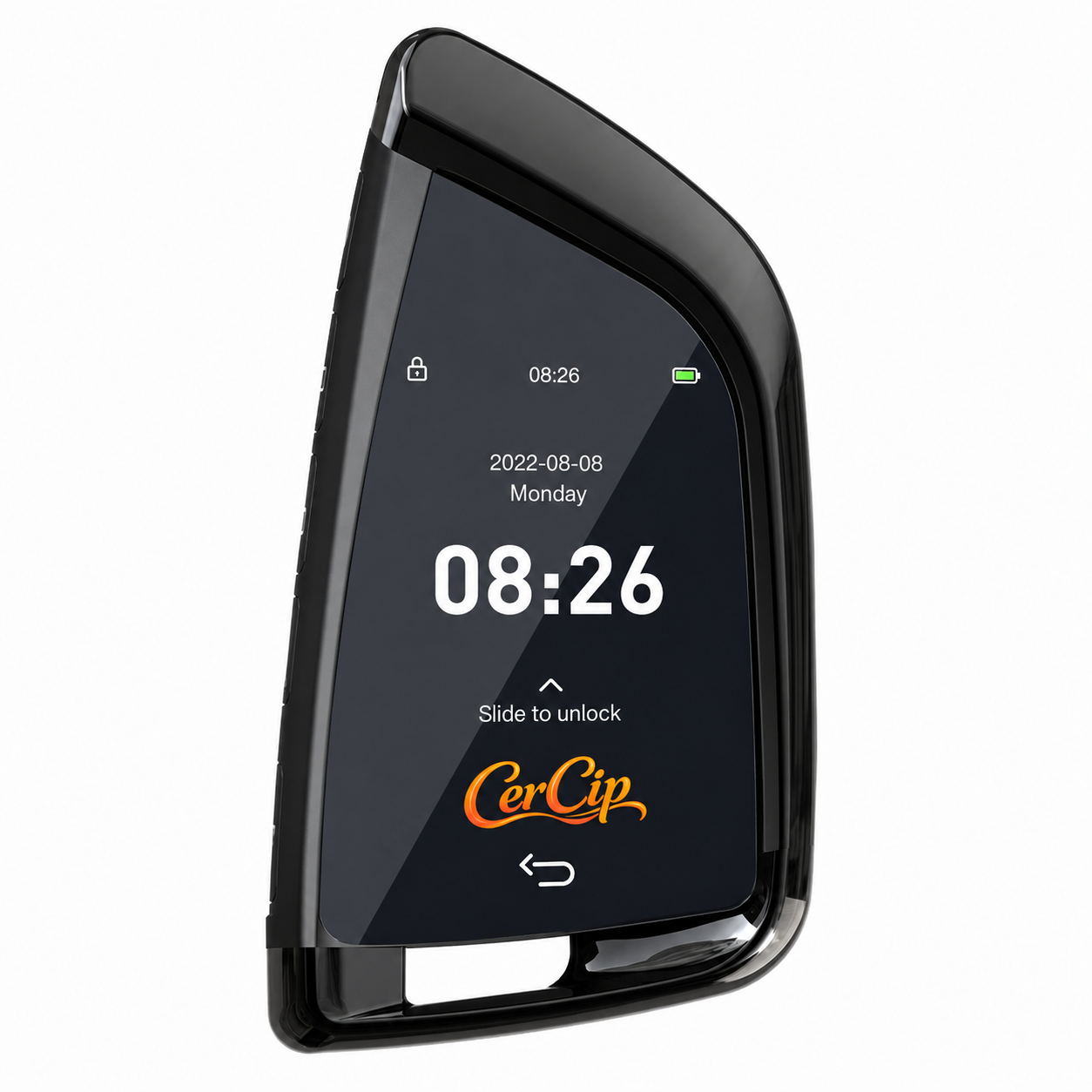 Cheie Auto Smart cu Display CerCip 568 Negru, Activare Keyless Entry, 4 butoane, LCD cu touchscreen, Smart Car Key