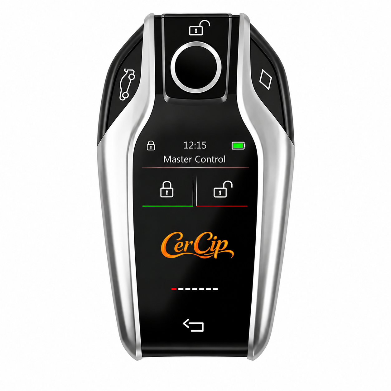 Cheie Auto Smart cu Display CerCip 618 Argintiu, Activare Keyless Entry, 4 butoane, LCD cu touchscreen, Smart Car Key