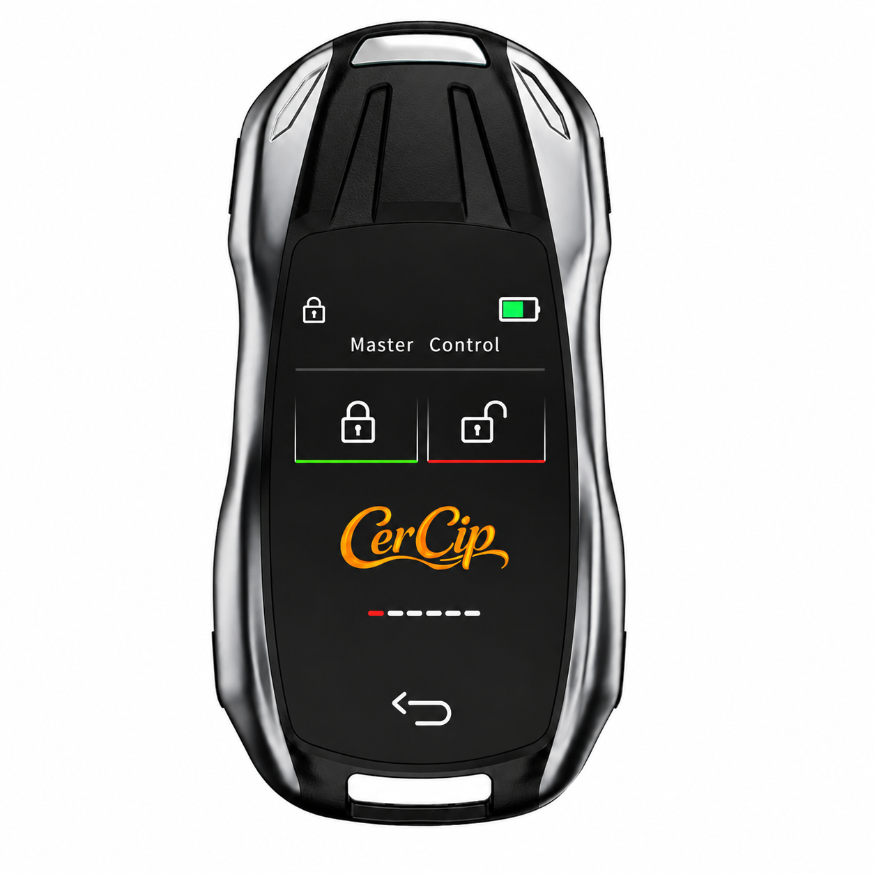 Cheie Auto Smart cu display CerCip 828 Argintiu, Activare Keyless Entry, 4 butoane, LCD cu touchscreen, Smart Car Key