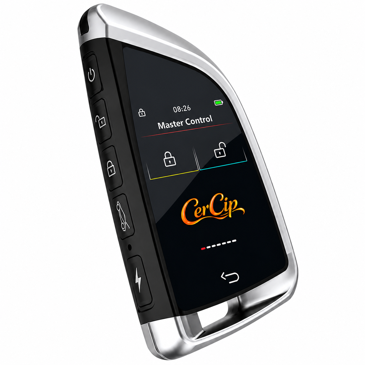 Cheie Auto Smart cu Display CerCip 568 Argintiu, Activare Keyless Entry, 4 butoane, LCD cu touchscreen, Smart Car Key