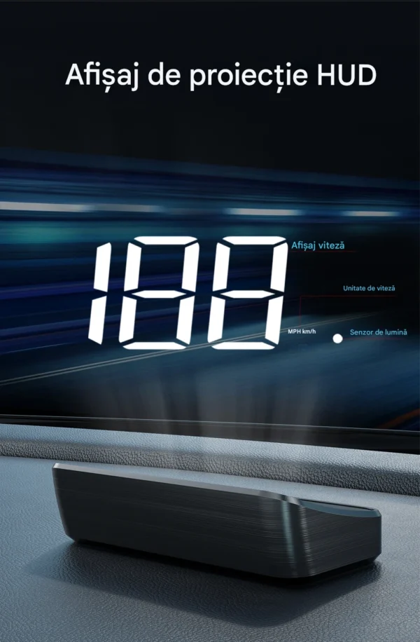 Ecran Head Up Display M2, Afisare kilometraj, Conectare la mufa USB, Universal, Afisaj digital, Alb