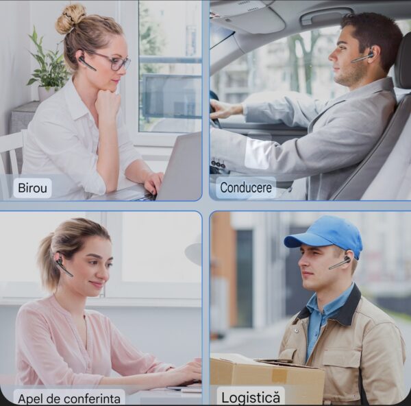 Casca Bluetooth CerCip G9, Bluetooth 5.1, Anulare zgomot, Cu carcasa de incarcare, Sunet HD, Multipoint, Autonomie baterie 60 ore, 15m, 13.6 grame, Buton mute