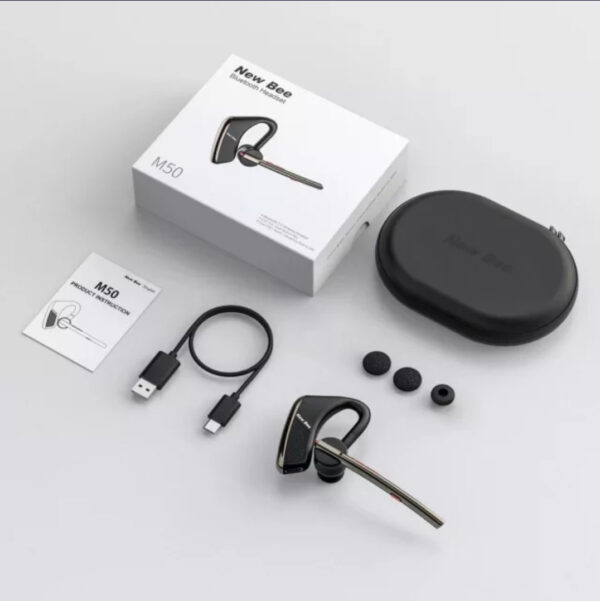 Casca Bluetooth New Bee M50, Baterie 24 ore, Reducere zgomot DSP, Cu husa, Sunet HD, Multipoint, Universală