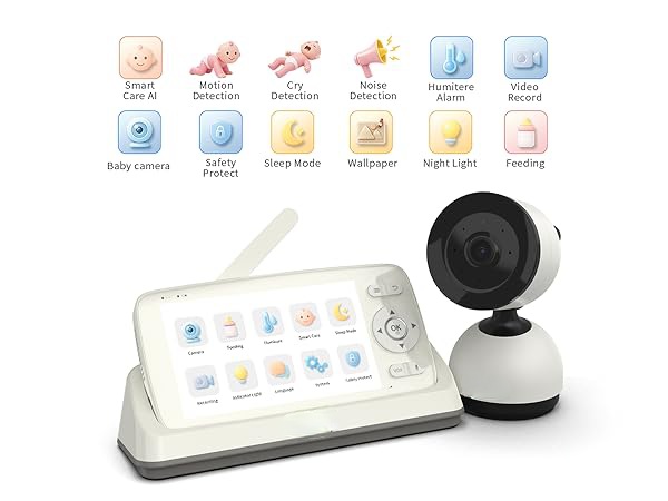 Camera Video pentru Bebelusi 2 in 1 KB11, Baby Monitor si Telefon, Detectie Miscare/Sunet,  Temperatura, Umiditate, Cantece, Cloud + SD, Senzor nocturn, LCD, Wireless, 3MP