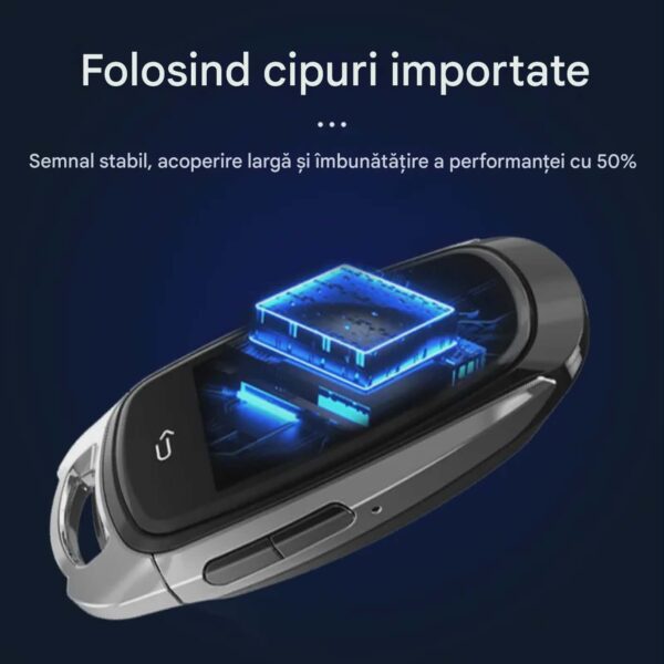 Cheie Auto Smart cu Display SK05 Argintiu, Activare Keyless Entry, 4 butoane, LCD cu touchscreen