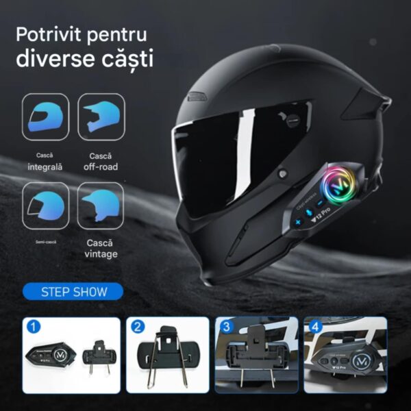 res_16747e745eb4a6df5688efbe260253bf Casca Bluetooth Moto CerCip Y12 Pro, Intercom pentru 2 persoane, Autonomie 20 ore, Rezistenta la apa, Anulare zgomot, Muzica share, Raspuns Automat