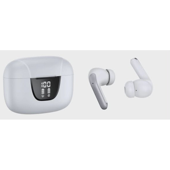 Casti Wireless TWS CerCip S42 cu izolare a zgomotului ENC+ANC, Autonomie 40 ore, Control prin Touch, Universale, Culoare Alb