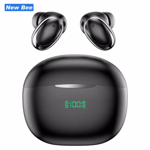 Casti Bluetooth New Bee CT02, TWS, Autonomie 24 ore, Anulare zgomot ENC