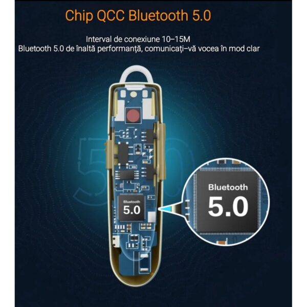 Casca Bluetooth New Bee B41, Baterie 24 ore, Multipoint, Universală, Culoare Auriu