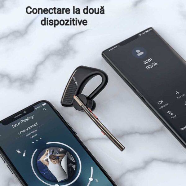 Casca Bluetooth New Bee M50, Baterie 24 ore, Reducere zgomot DSP, Cu husa, Sunet HD, Multipoint, Universală
