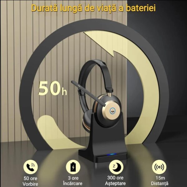 res_3125896bb259dc749e7c90fe082e4403 Casca Call Center BT882, Statie de încarcare, Baterie 45 ore, Anulare zgomot, Multipoint