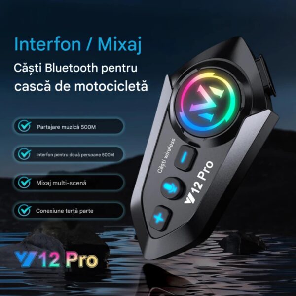 res_486d00d671408e50639cc43b2bbf577d Casca Bluetooth Moto CerCip Y12 Pro, Intercom pentru 2 persoane, Autonomie 20 ore, Rezistenta la apa, Anulare zgomot, Muzica share, Raspuns Automat