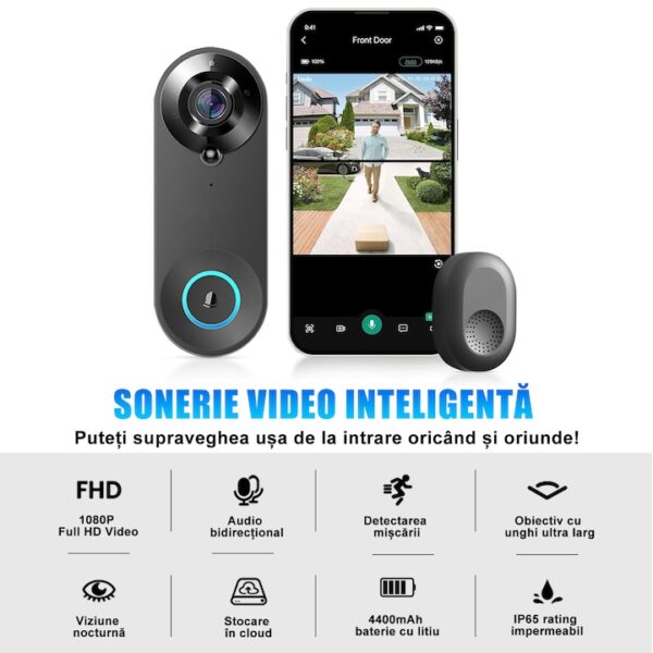res_4f935a8b82659653cd65c25ecb8de997 Sonerie Wireless, HD 1080P, Wi-fi, Unghi larg de 166 grade, Aplicatie, Senzor detectie miscare