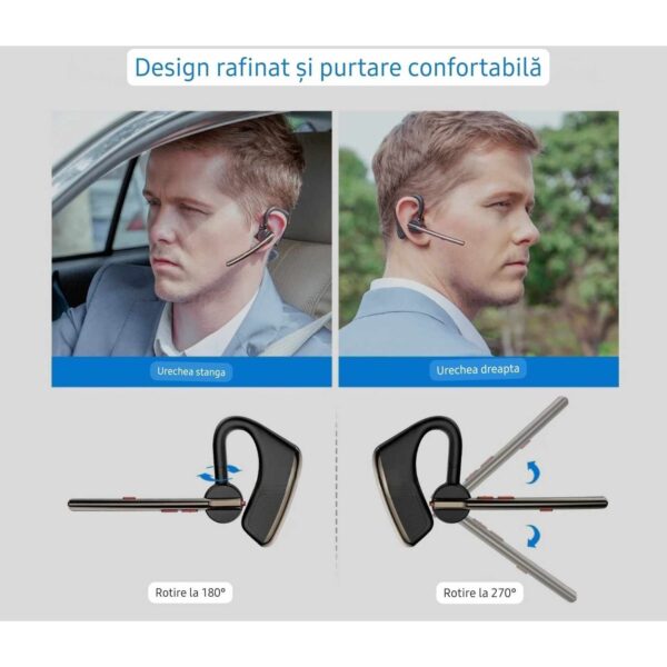 Casca Bluetooth New Bee M50, Baterie 24 ore, Reducere zgomot DSP, Cu husa, Sunet HD, Multipoint, Universală