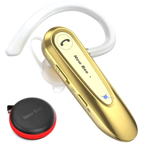 Casca Bluetooth New Bee LC-B45, Baterie 20 ore, Anulare zgomot AI, Două microfoane, Multipoint, Culoare Auriu