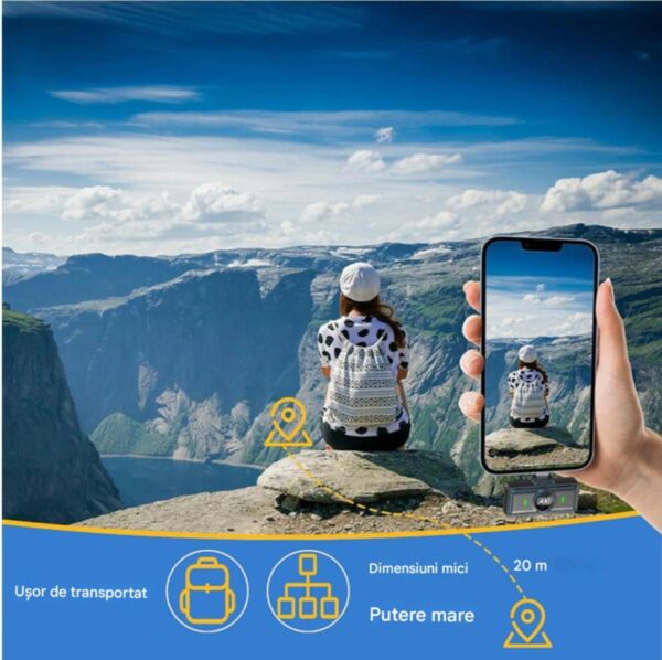 Microfoane Lavaliera Wireless Q8, Autonomie baterie 40 ore, Reducere zgomot exterior, Iphone & Android