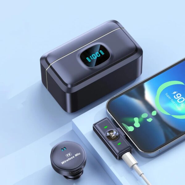 Microfoane Lavaliera Wireless Q8, Autonomie baterie 40 ore, Reducere zgomot exterior, Iphone & Android