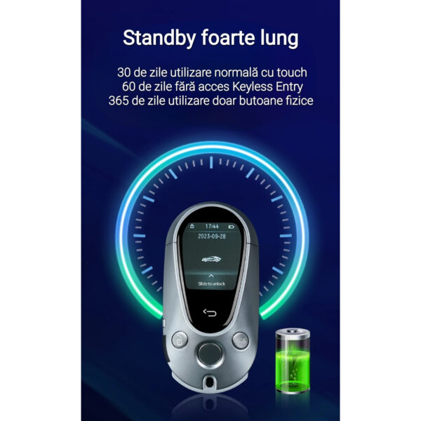 Cheie Auto Smart cu Display 700, Activare Keyless Entry, 4 butoane, LCD cu touchscreen