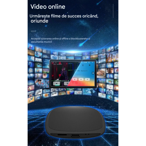 Adaptor Wireless CarPlay Android Auto, 4Gb Ram 64 Gb Memorie, Octa Core, Cip Qualcomm 6225, YouTube, Netflix Compatibil cu IOS si Android, Sim 4g