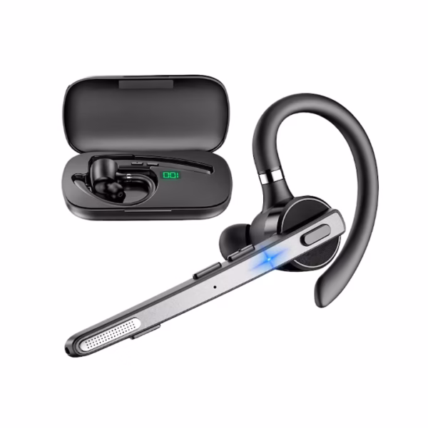 Casca Bluetooth New Bee M53, Bluetooth 5.1, Anulare zgomot, Cu carcasa de incarcare, Sunet HD, Multipoint, Autonomie baterie 60 ore, 15m, 13.6 grame, Buton mute