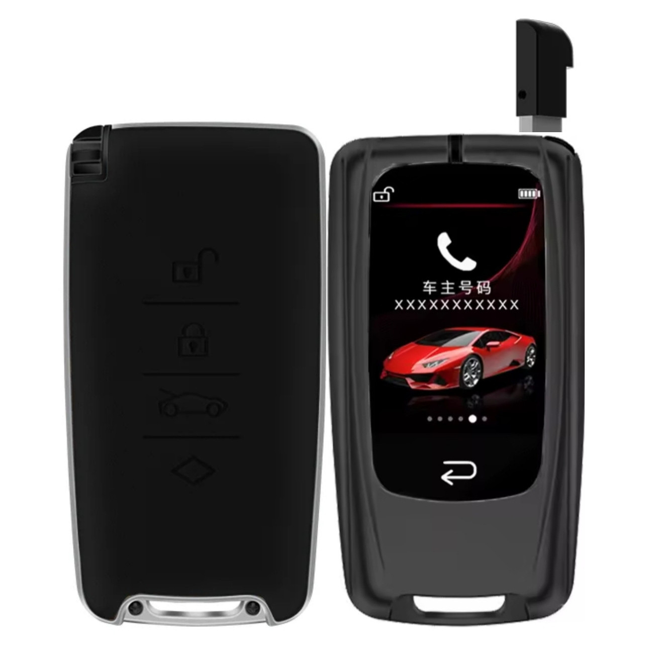 Cheie Auto Smart cu LAMA DE URGENTA, Activare Keyless Entry, 4 butoane, LCD cu touchscreen