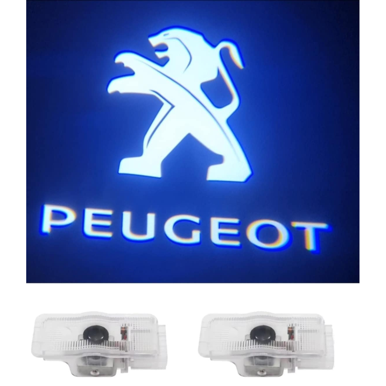 Lampi Portiere Auto PEUGEOT, Holograma LED cu LOGO, Compatibile cu 508, 408, 1007, 206, 207, 306, 307, 406, 5008, 607, 806, 807, EXPERT, RCZ