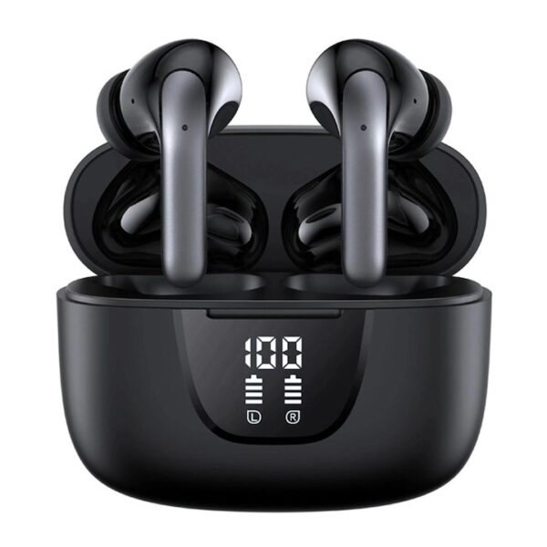 Casti Wireless TWS CerCip S42 cu izolare a zgomotului ENC+ANC, Autonomie 40 ore, Control prin Touch, Universale, Culoare Negru