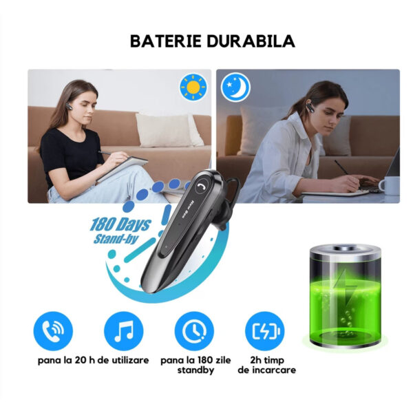 Casca Bluetooth New Bee LC-B45, Baterie 20 ore, Anulare zgomot AI, Două microfoane, Multipoint, Culoare Auriu