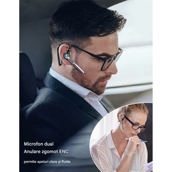 res_c43875242feb3a69504fad0146c87c1b Casca Bluetooth CerCip G3, Autonomie baterie 15 ore, Cu carcasa de încarcare, Eliminare Zgomot, Universală, Negru