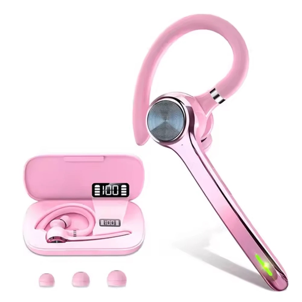 Casca Bluetooth CerCip G7, Autonomie baterie 23 ore, Anulare zgomot, Multipoint, Încărcare în carcasă, Culoare Roz