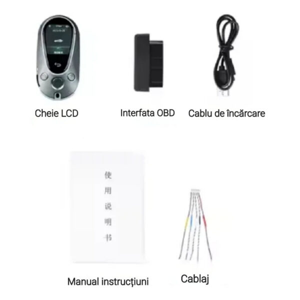 Cheie Auto Smart cu Display 700, Activare Keyless Entry, 4 butoane, LCD cu touchscreen