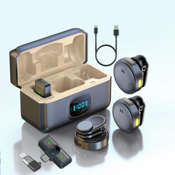 Microfoane Lavaliera Wireless Q8, Autonomie baterie 40 ore, Reducere zgomot exterior, Iphone & Android