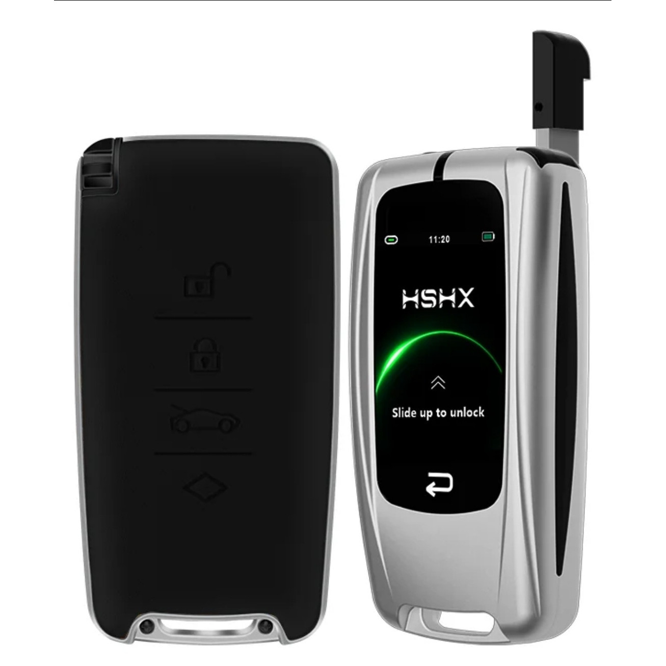 Cheie Auto Smart cu LAMA DE URGENTA, Activare Keyless Entry, 4 butoane, LCD cu touchscreen