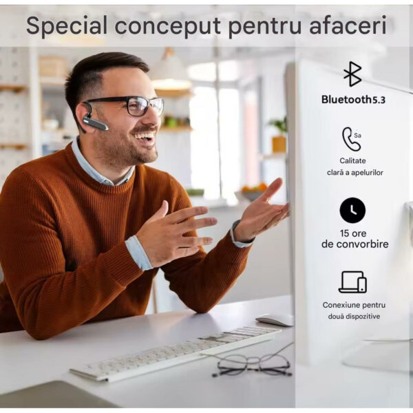 res_da1fcca5103378c0f940e1b3a27e6df9 Casca Bluetooth CerCip YYK530, Autonomie baterie 15 ore, Doua moduri de încarcare, Sunet HD, Universală