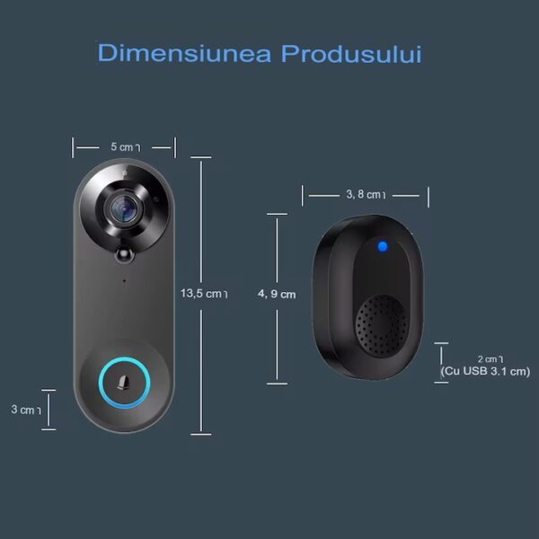 res_dead1fc7539ba87a9950e8e697883627 Sonerie Wireless, HD 1080P, Wi-fi, Unghi larg de 166 grade, Aplicatie, Senzor detectie miscare