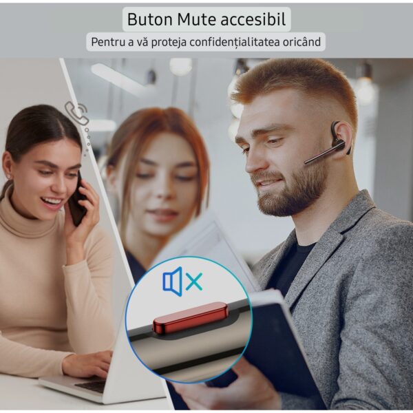 Casca Bluetooth New Bee M50, Baterie 24 ore, Reducere zgomot DSP, Cu husa, Sunet HD, Multipoint, Universală